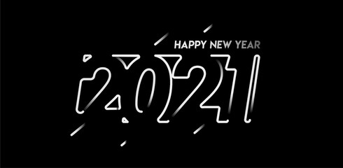 Happy New Year 2021 Text Typography Design poster, Vector illustration.