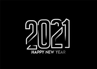 Happy New Year 2021 Text Typography Design poster, Vector illustration.