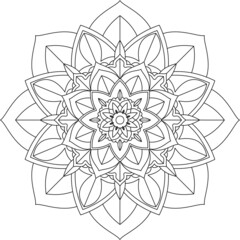 Easy Mandala coloring book simple and basic for beginners, seniors and children. Set of Mehndi flower pattern for Henna drawing and tattoo. Decoration in ethnic oriental, Indian style.