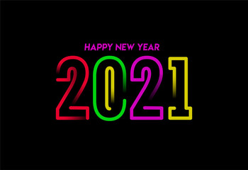 Happy New Year 2021 Text Typography Design poster, Vector illustration.