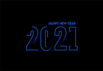 Happy New Year 2021 Text Typography Design poster, Vector illustration.
