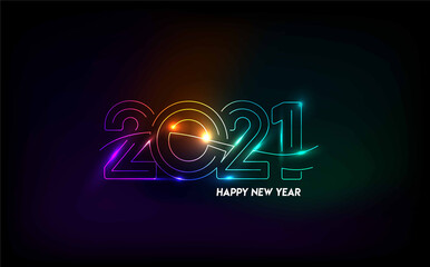 Happy New Year 2021 Text Typography Design poster, Vector illustration.