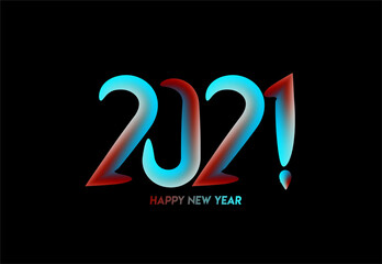 Happy New Year 2021 Text Typography Design poster, Vector illustration.