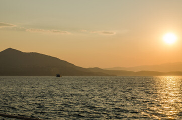 Sunset on the island of Evia, Greece 