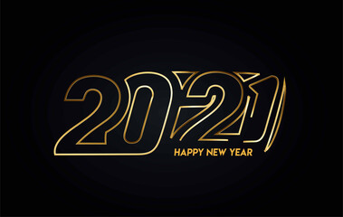 Fototapeta na wymiar Happy New Year 2021 Gold Text Typography Design poster, Vector illustration.