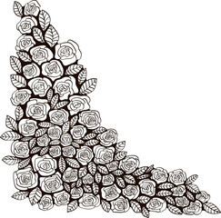 Roses flower black and white doodle vector illustration