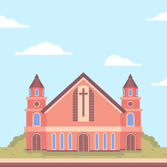 Naklejka premium Chruch Building Flat Vector