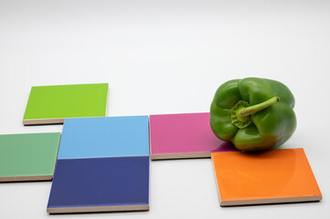 large fresh green bio peppers