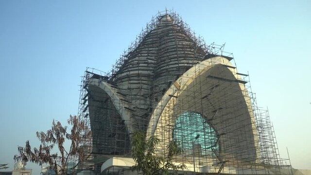 baba saheb Ambedkar smaak building under construction in the shape of lotus temple  Airoli thane Maharashtra Mumbai India  ghodbandr road