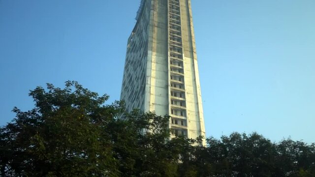 all residential building clear blue sky in the background under construction Mumbai India Maharashtra thane ghodbandar road.
