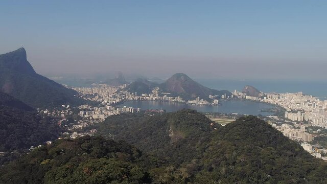 Landscape view of Rio de Janeiro south zone from Chinese view touristic spot, Brazil