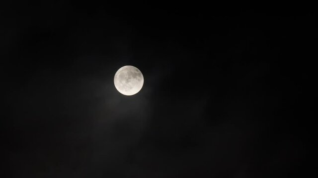 full moon sky with fast moving clouds 4k