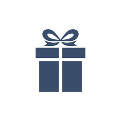 Gift box icon. Holiday concept with cute black silhouette present box. Vector illustration isolated on white.