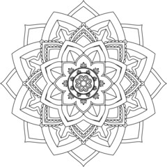 Easy Mandala coloring book simple and basic for beginners, seniors and children. Set of Mehndi flower pattern for Henna drawing and tattoo. Decoration in ethnic oriental, Indian style.