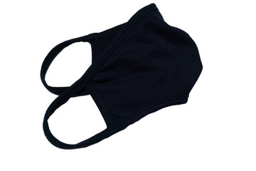 Trendy handmade mask, pollution protect facemasking isolated on white, in black color