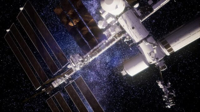 International Space Station in outer space. Elements of this image furnished by NASA.