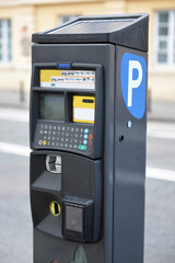 A parking payment machine closeup