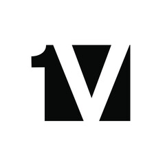 1v 1 v initial letter and number with negative space logo vector icon design isolated background