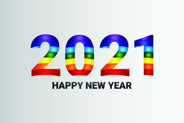 Happy new year 2021 greeting card with rainbow colors