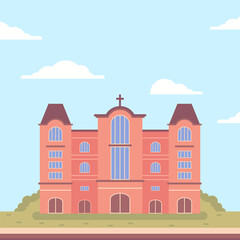 Naklejka premium Chruch Building Flat Vector