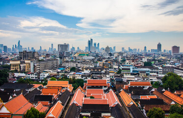 Obraz premium view to the cityscape of Bangkok Thailand Asia from Wat Saket