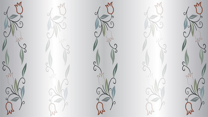 Tulips floral pattern, batik flowers and leaves