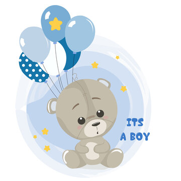 baby card baby boy little
cute teddy bear blue baby blue cartoon vector 