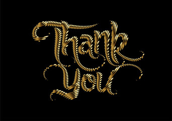 Thank You Gold lettering typographical vector background.
