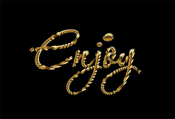 Enjoy Calligraphic gold Style Text Vector illustration Design.