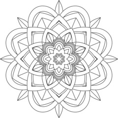 Easy Mandala coloring book simple and basic for beginners, seniors and children. Set of Mehndi flower pattern for Henna drawing and tattoo. Decoration in ethnic oriental, Indian style.