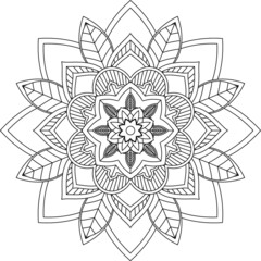 Easy Mandala coloring book simple and basic for beginners, seniors and children. Set of Mehndi flower pattern for Henna drawing and tattoo. Decoration in ethnic oriental, Indian style.