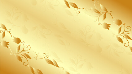 tulips floral pattern, gold flower and leaves