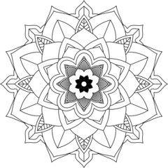 Easy Mandala coloring book simple and basic for beginners, seniors and children. Set of Mehndi flower pattern for Henna drawing and tattoo. Decoration in ethnic oriental, Indian style.