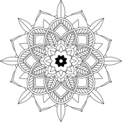 Easy Mandala coloring book simple and basic for beginners, seniors and children. Set of Mehndi flower pattern for Henna drawing and tattoo. Decoration in ethnic oriental, Indian style.