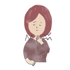 体調不良　のどが痛い女性