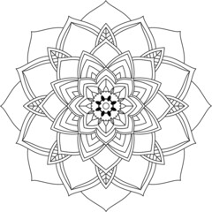 Easy Mandala coloring book simple and basic for beginners, seniors and children. Set of Mehndi flower pattern for Henna drawing and tattoo. Decoration in ethnic oriental, Indian style.