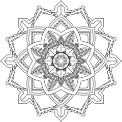 Easy Mandala coloring book simple and basic for beginners, seniors and children. Set of Mehndi flower pattern for Henna drawing and tattoo. Decoration in ethnic oriental, Indian style.