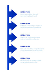 Business infographic vertical template. Blue arrows with text
