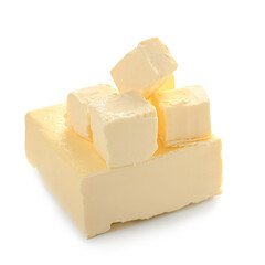 Tasty fresh butter on white background
