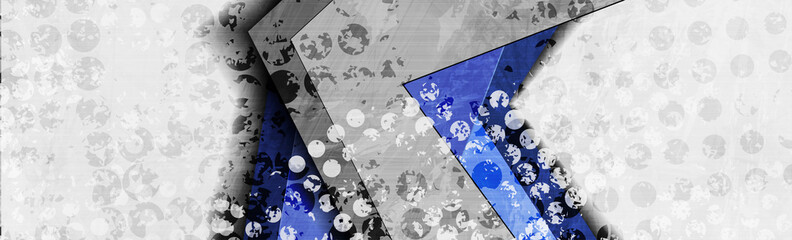 Grunge grey blue abstract tech backgroud with 3d geometric shapes. Vector web banner design