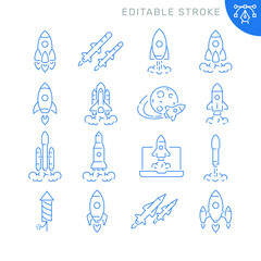 Rocket related icons. Editable stroke. Thin vector icon set © Mykola