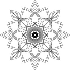 Easy Mandala coloring book simple and basic for beginners, seniors and children. Set of Mehndi flower pattern for Henna drawing and tattoo. Decoration in ethnic oriental, Indian style.