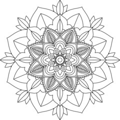 Easy Mandala coloring book simple and basic for beginners, seniors and children. Set of Mehndi flower pattern for Henna drawing and tattoo. Decoration in ethnic oriental, Indian style.