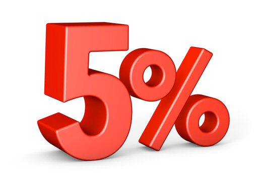 5 percent. Discount five percent. isolated on white background. 3d render