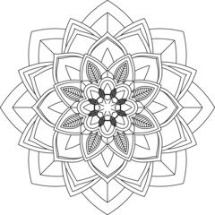 Easy Mandala coloring book simple and basic for beginners, seniors and children. Set of Mehndi flower pattern for Henna drawing and tattoo. Decoration in ethnic oriental, Indian style.