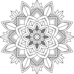 Easy Mandala coloring book simple and basic for beginners, seniors and children. Set of Mehndi flower pattern for Henna drawing and tattoo. Decoration in ethnic oriental, Indian style.