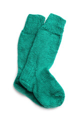 Warm socks on white background