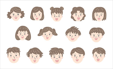 7 girls and 7 boys faces