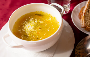 soup with pickles and barley. pickle