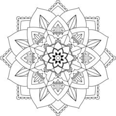 Easy Mandala coloring book simple and basic for beginners, seniors and children. Set of Mehndi flower pattern for Henna drawing and tattoo. Decoration in ethnic oriental, Indian style.